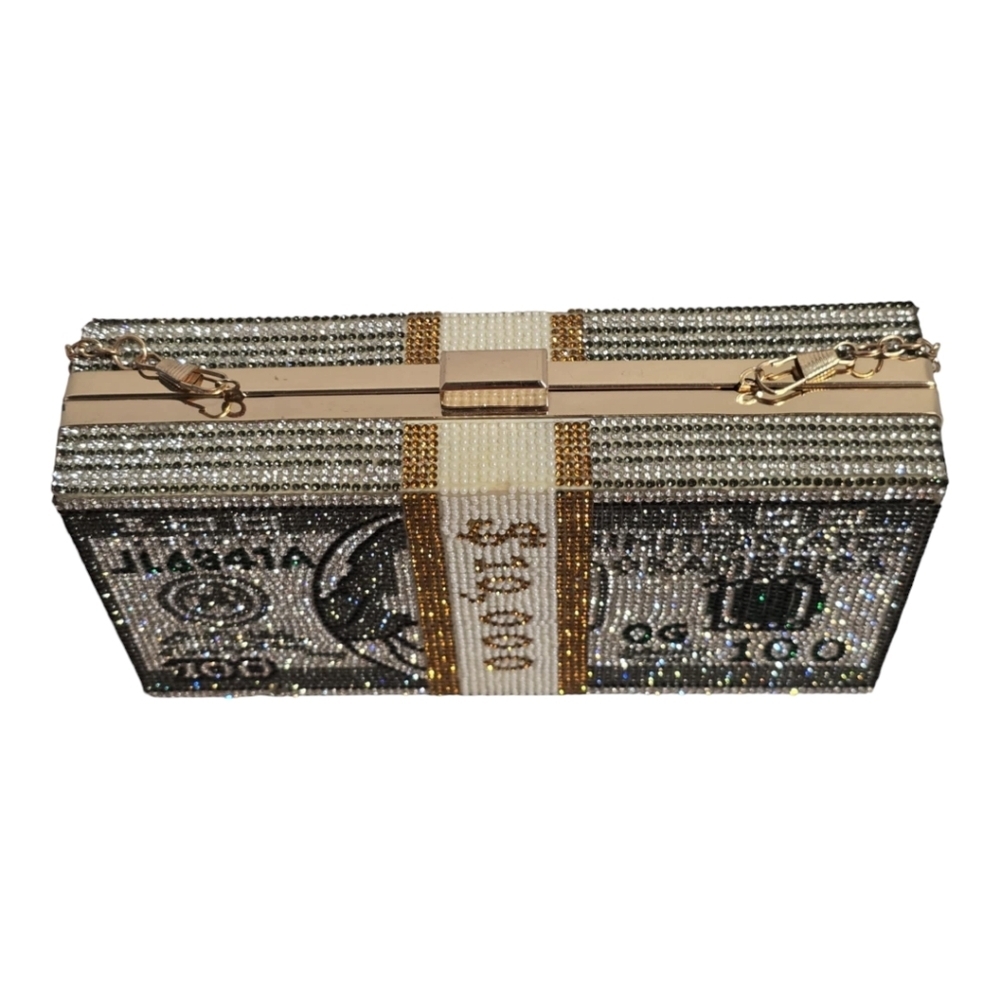 JEWELED MONEY CLUTCH BAG NEW - Picture 4 of 13
